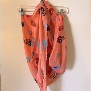 Pink skull print scarf sarong